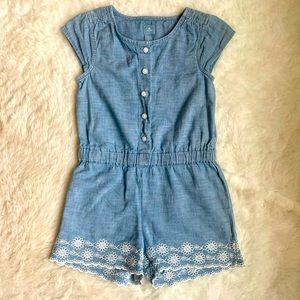 NWOT Child's GAP Kids Chambray Romper with Eyelet Detail (Size 5)